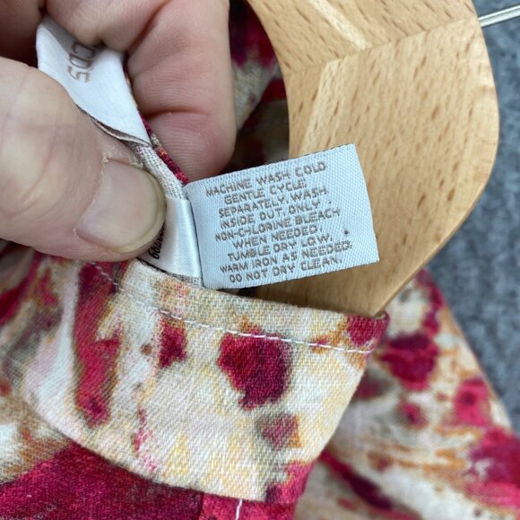 Chicos Jacket Womens 0 US Small Red Multi Linen Blend Short Sleeves Button Up - Picture 6 of 9